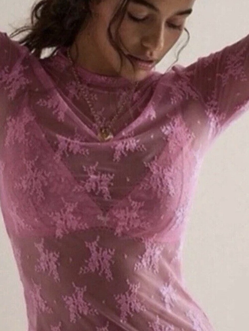 Free People Pink Lady Lux Layering Top Small New NWT Girlie Sexy Boho